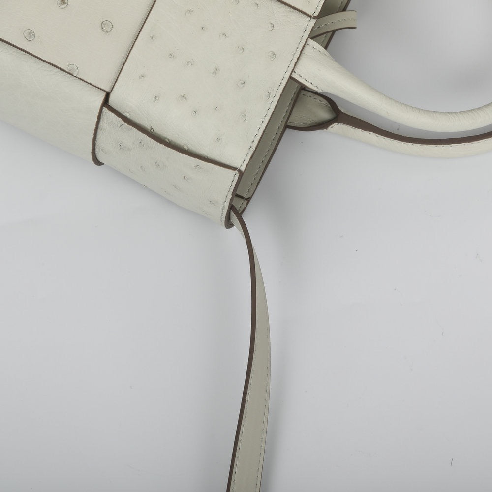 Genuine Ostrich Leather Mini Woven Satchel Top Handle Bag