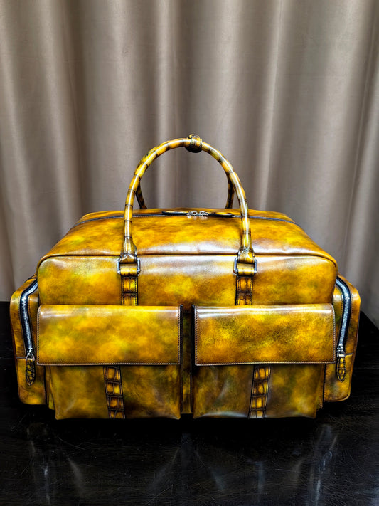 Unisex Ex Large Vintage Leather Travel Duffle Bag  Vintage Brown