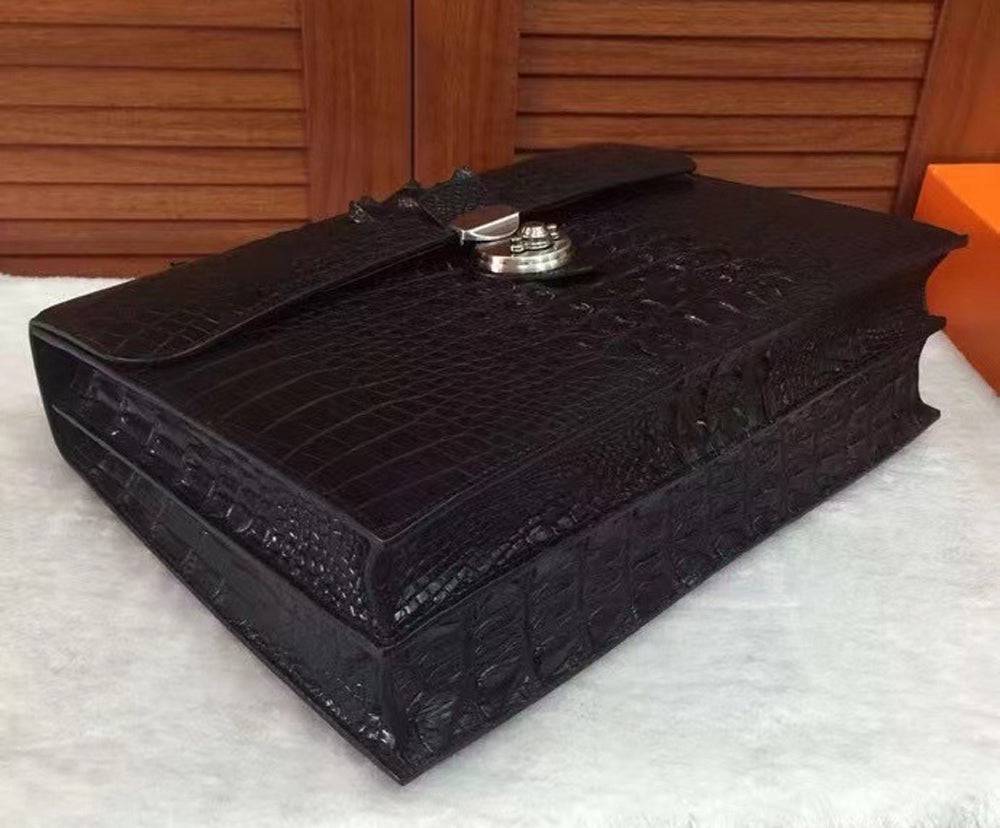 Genuine Crocodile Skin Bone Leather Briefcase 3165 Black