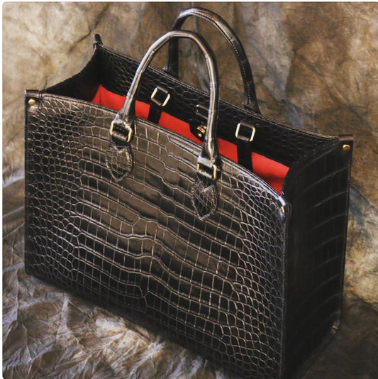 Preorder Crocodile Leather  Large Tote Bag Dark Blue