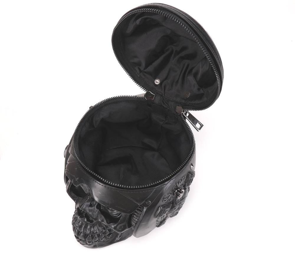 3D Backpack, Fashion 3D Skull With Helmet And Earphone Cross Body Handle Shoulder Bag