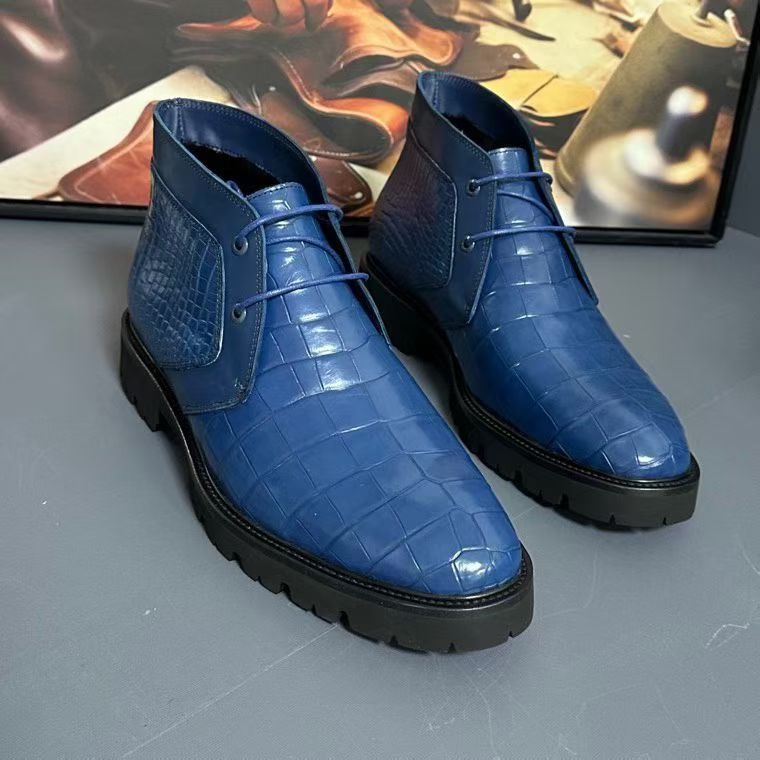 Crocodile Boots , Genuine Crocodile Leather Boots Blue