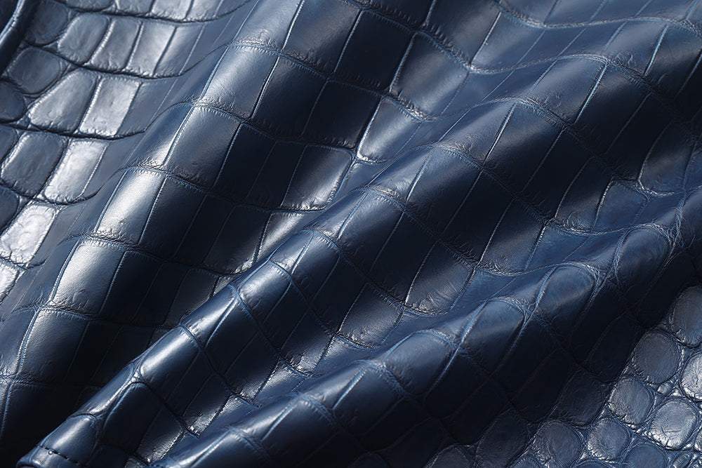 Womens Crocodile Leather BIiker Perfecto Jacket Blue