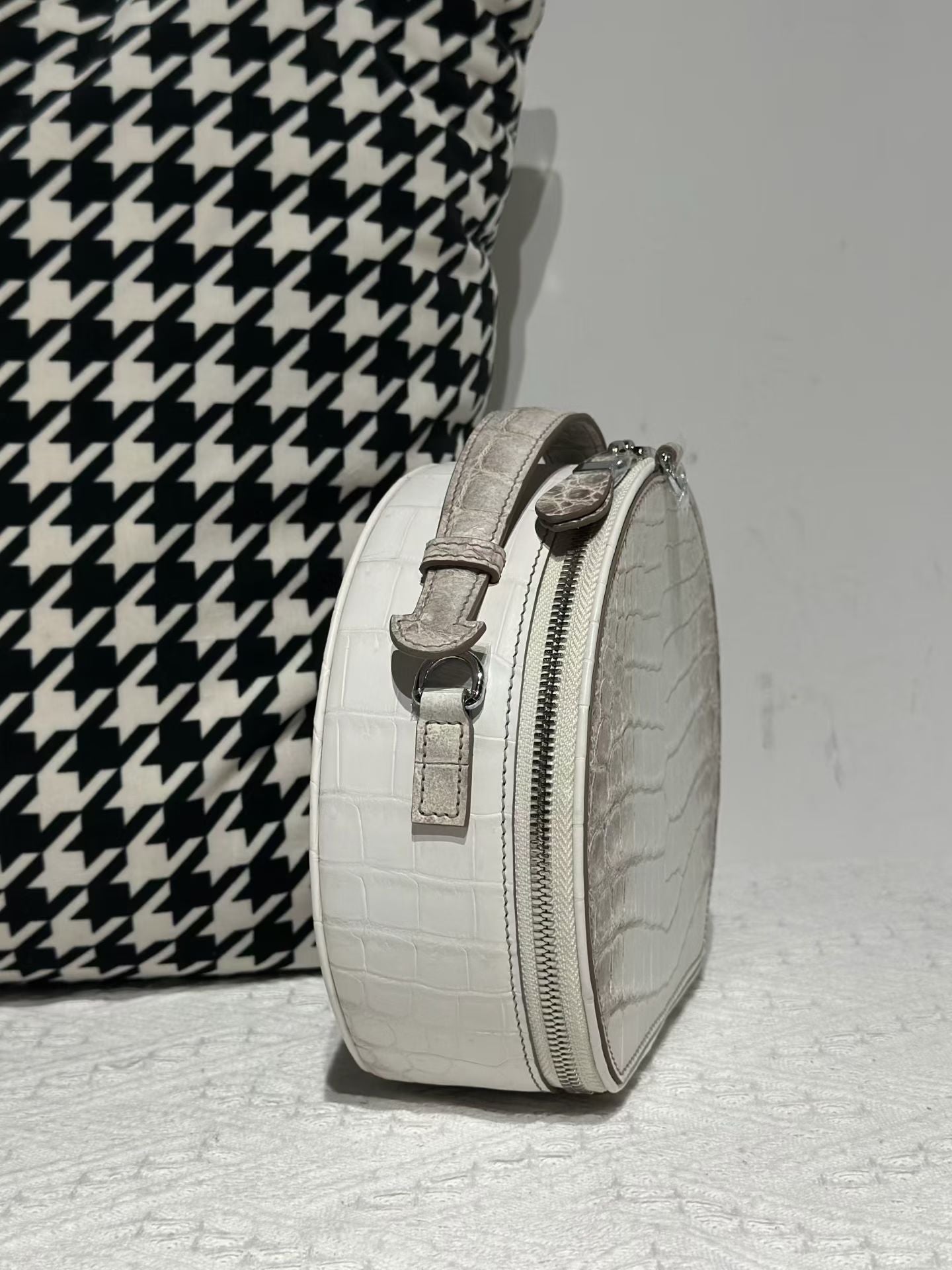 Crocodile Apple Bag  , Himalaya White Crocodile Leather Round Circle Apple Bag