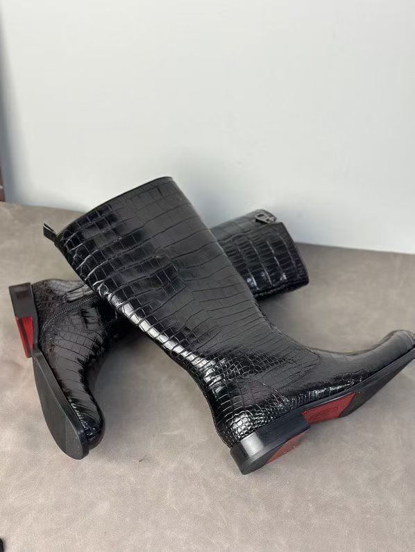 Men's Crocodile Leather Knee-High Boot