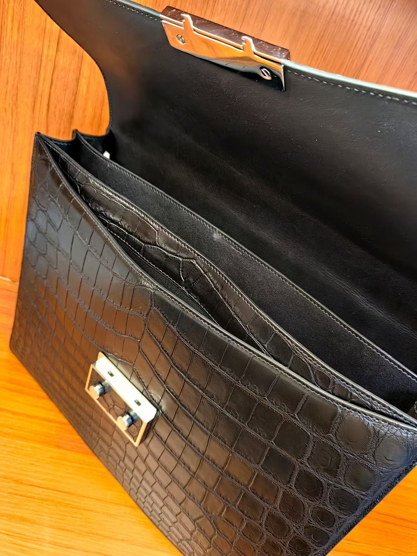 Genuine Crocodile Skin Leather Briefcase Bag Black