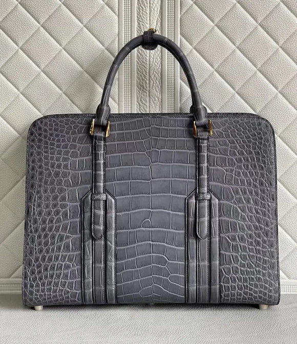 Large Genuine Crocodile Briefcase, Luxury Crocodile Business Bag for Men