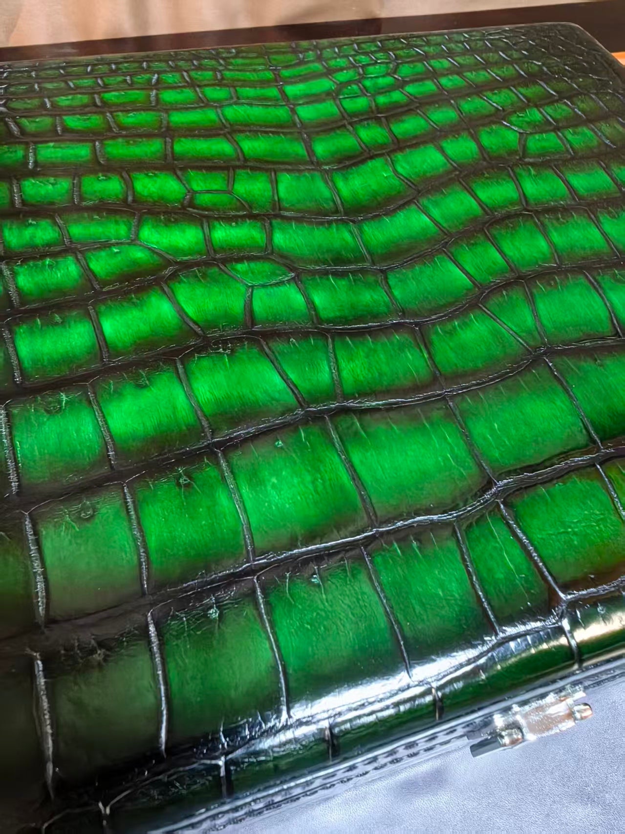 Vintage Genuine Crocodile Skin Leather 8-pcs In Watch Case