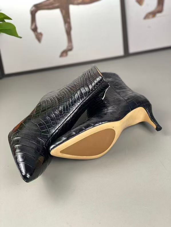 Crocodile Shoes , Genuine Crocodile Leather Womens Shoes Black