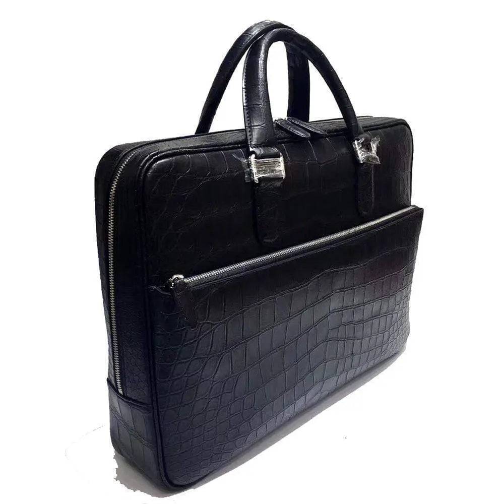 Matt  Crocodile Leather Briefcase,Large Crocodile Leather Business Bag