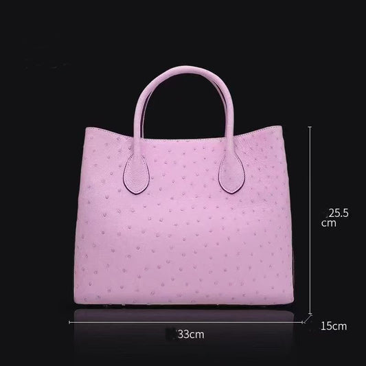 Women's Genuine Ostrich Leather Top Handle Satchel Handbag Shoulder Bag Tote Purse Messenger Bags 33cm