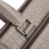 Men's Crocodile  Leather Briefcase with Front Zip Pocket Grey
