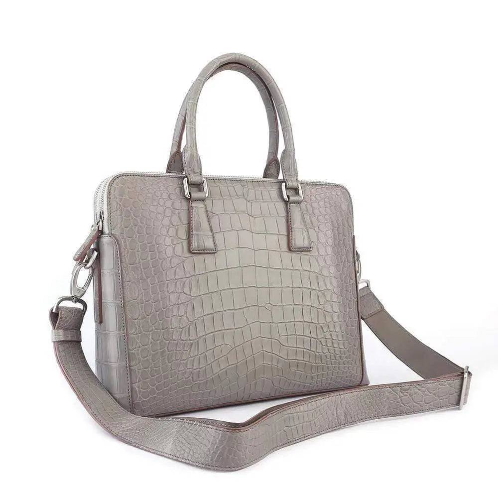 Men's Crocodile  Leather Laptop Bags Briefcase  Grey