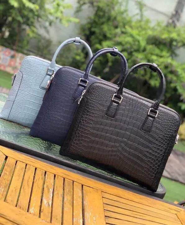 Men's Crocodile  Leather Laptop Bags Briefcase