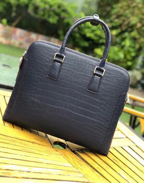 Men's Crocodile  Leather Laptop Bags Briefcase