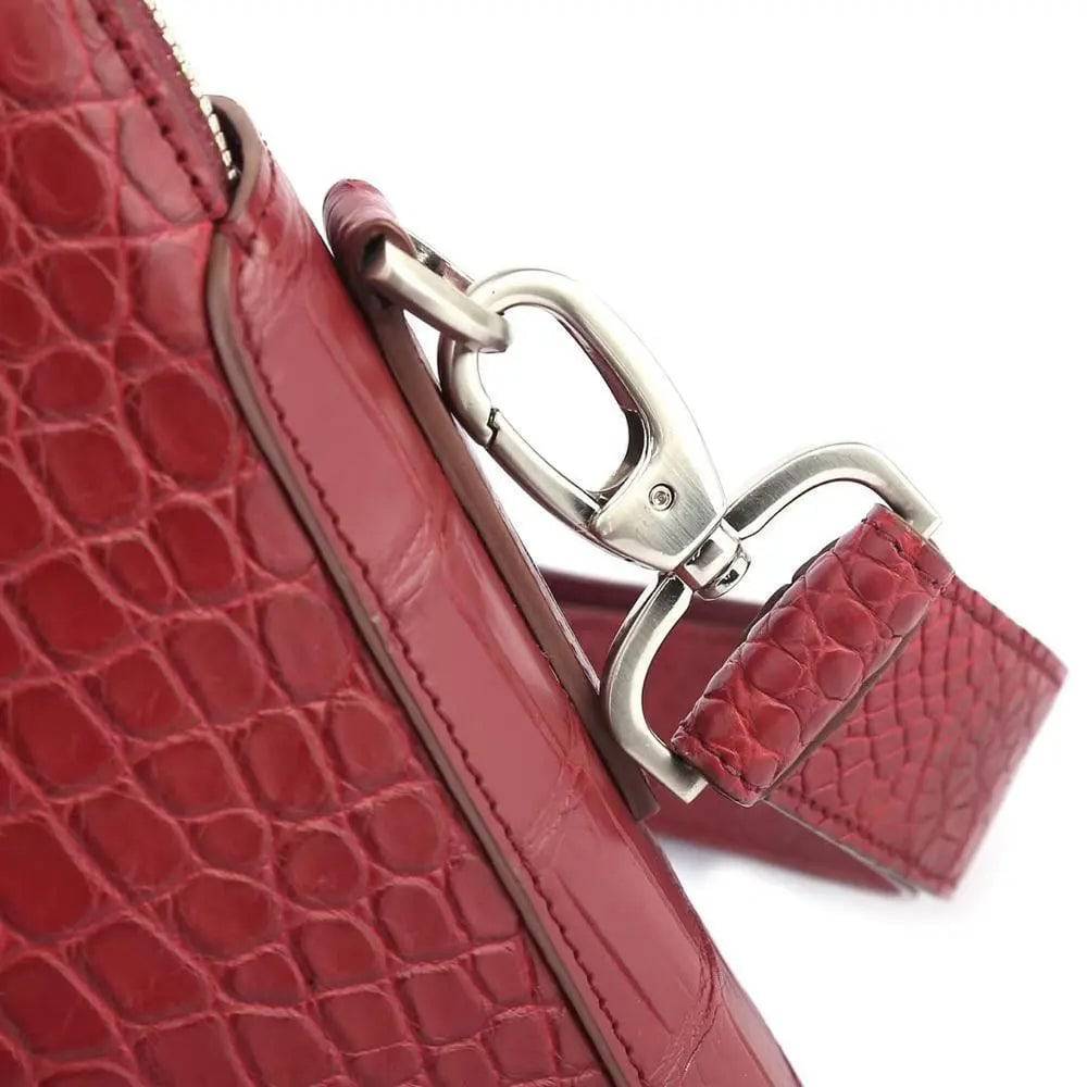 Men's Crocodile  Leather Laptop Bags Briefcase Red