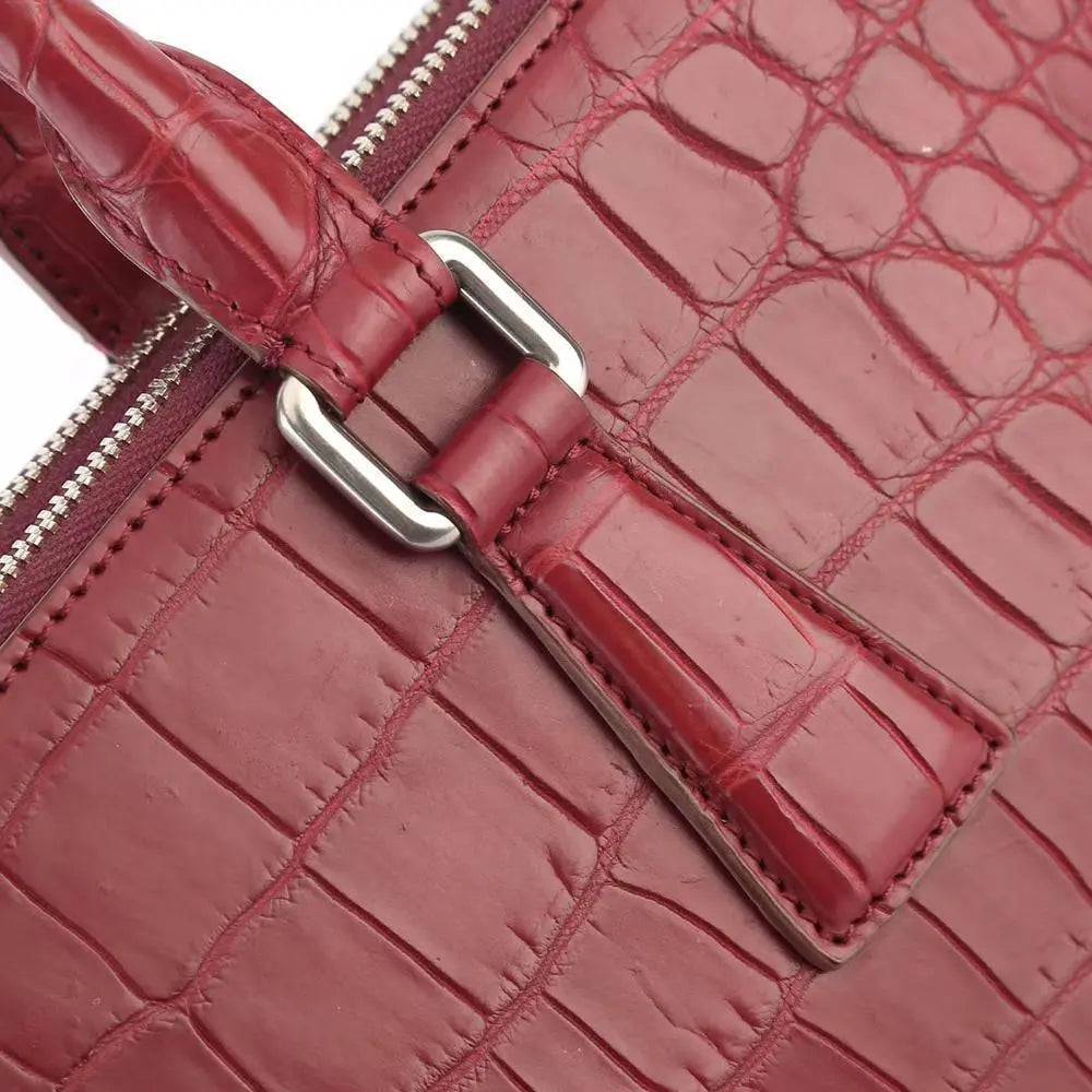 Men's Crocodile  Leather Laptop Bags Briefcase Red