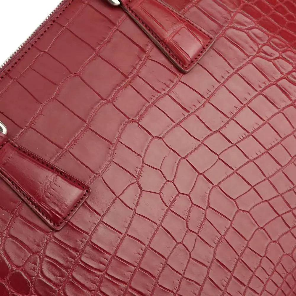 Men's Crocodile  Leather Laptop Bags Briefcase Red