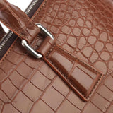 Men's Crocodile  Leather Laptop Bags Briefcase Tan