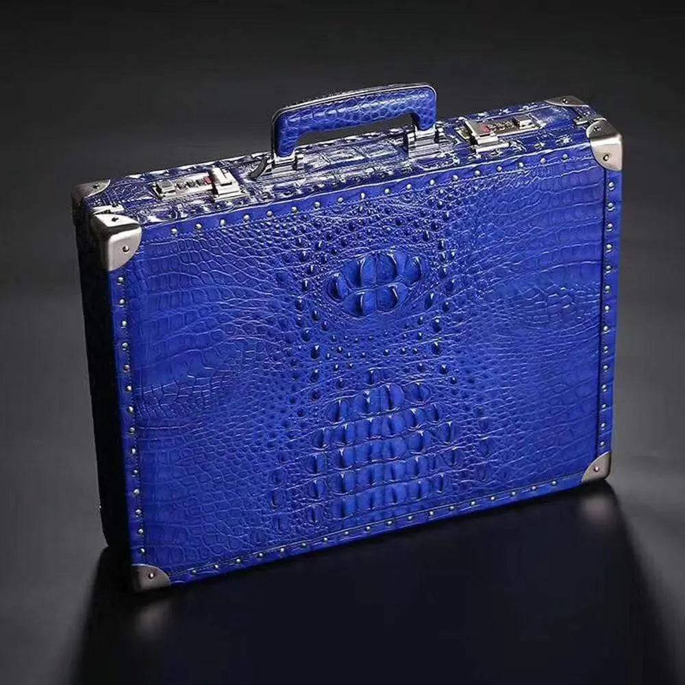 Preorder Men's Crocodile Skin Leather Large Black Business Professional Attache Travel Case