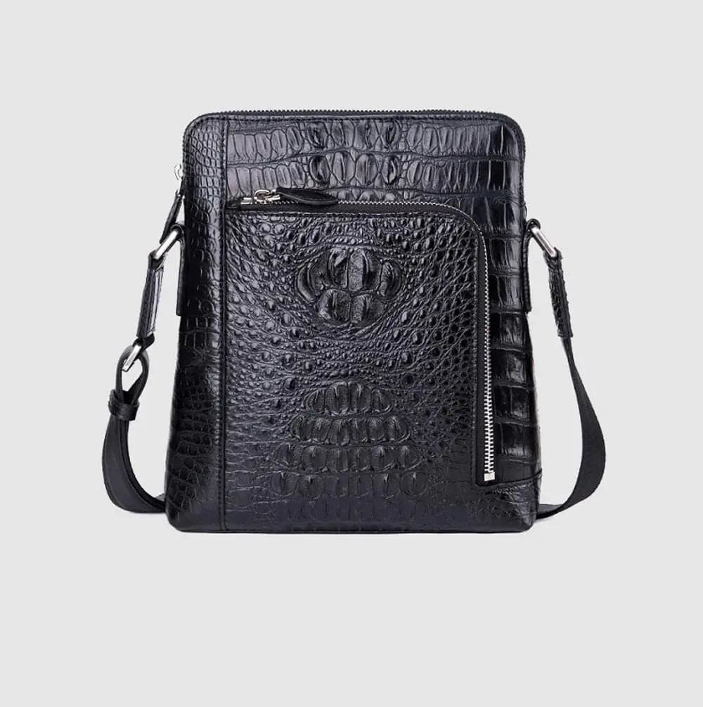 Men's Genuine Crocodile Leather Metropolitan Messenger Causal Crossbody Briefcase Bags