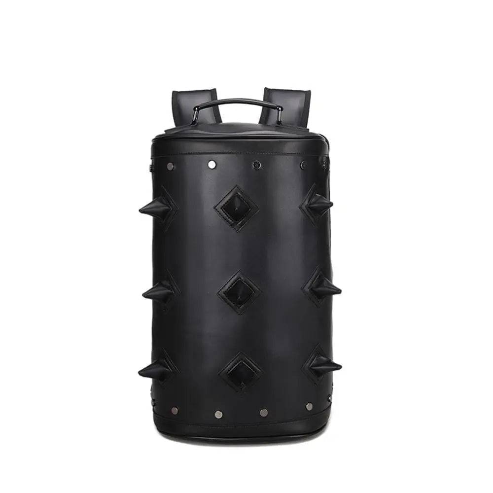 Men's PU Backpack Cylinder Fashion Travel Bag Casual Sports Hedgehog Spike Punk Backpack Bag Computer Bag