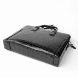 Mens Crocodile Belly Leather Briefcase Black