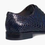 Mens Crocodile Derby Lace-up Dress Shoe Vintage Blue