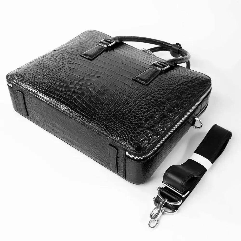 Mens Crocodile Leather Business Briefcase Bag For Laptop,Large Volumn