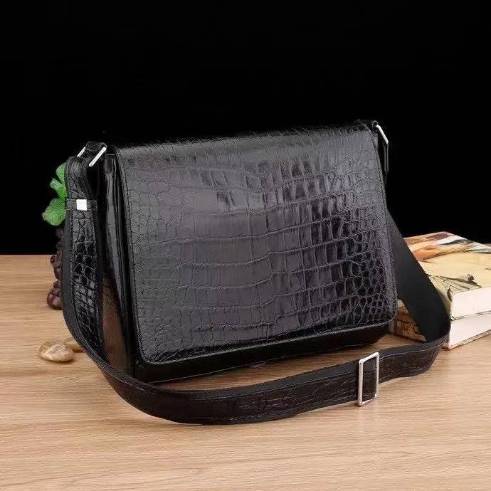 Mens Crocodile Leather Mesenger Bag For Laptop