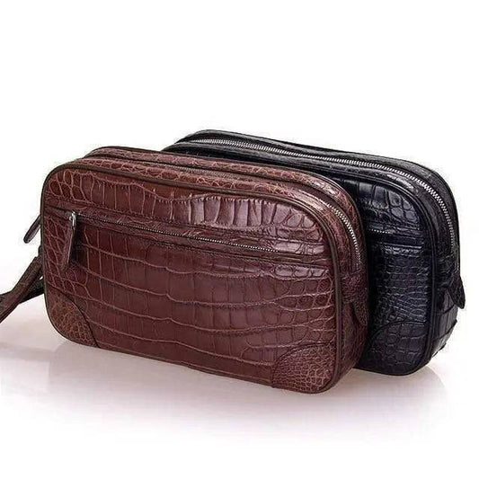 Mens Genuine Crocodile  Leather Clutch,Travel Kits,Toiletry Kits, Wash Bag