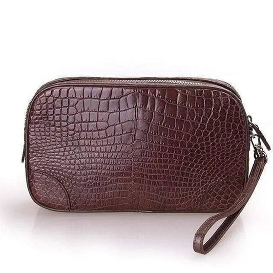 Mens Genuine Crocodile  Leather Clutch,Travel Kits,Toiletry Kits, Wash Bag