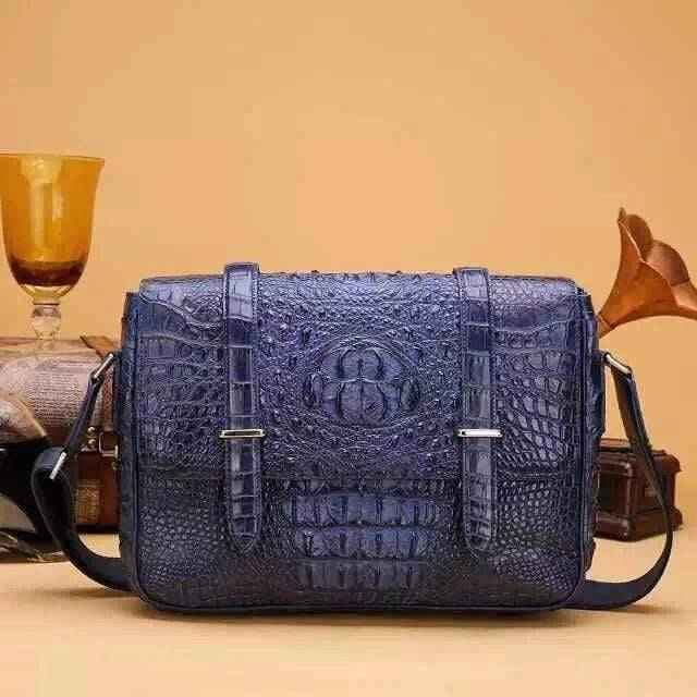 Mens Túi đựng laptop da cá sấu thật, túi messenger, cặp tài liệu