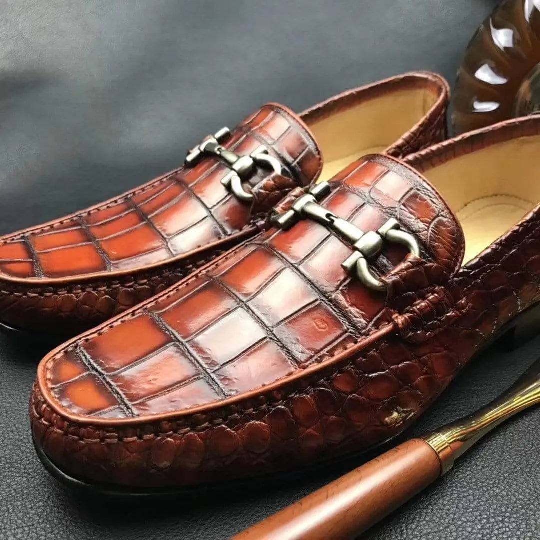 Crocodile Shoes Mens Genuine Crocodile Leather Loafers Dress Shoes