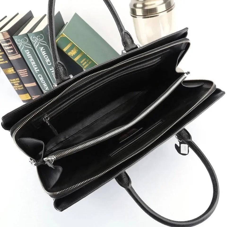 Mens Genuine Ostrich Leather Briefcase Black