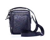 Mens Small Ostrich Leather  Crossbody Messenger Shoulder Bags