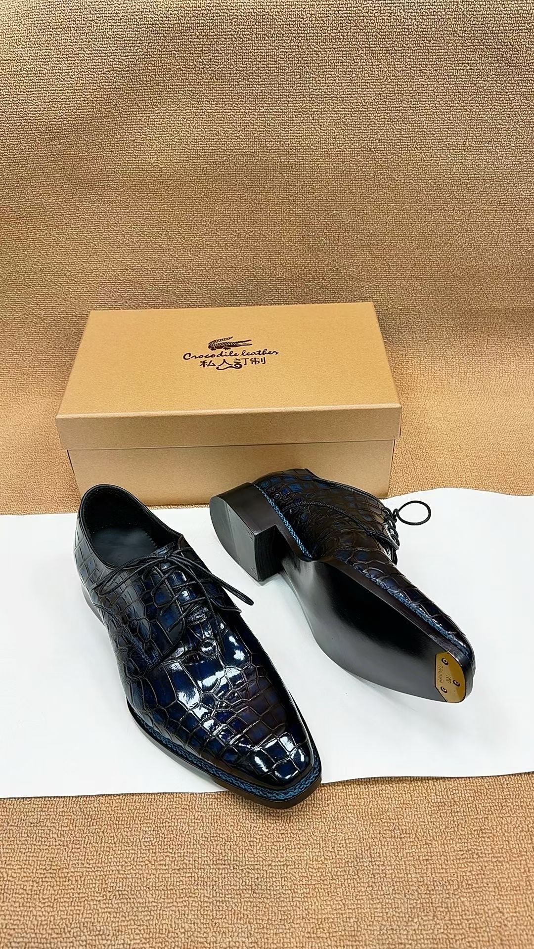 Crocodile Shoes, Men's Norwegian Lace Up Dress Shoes Vintage Blue