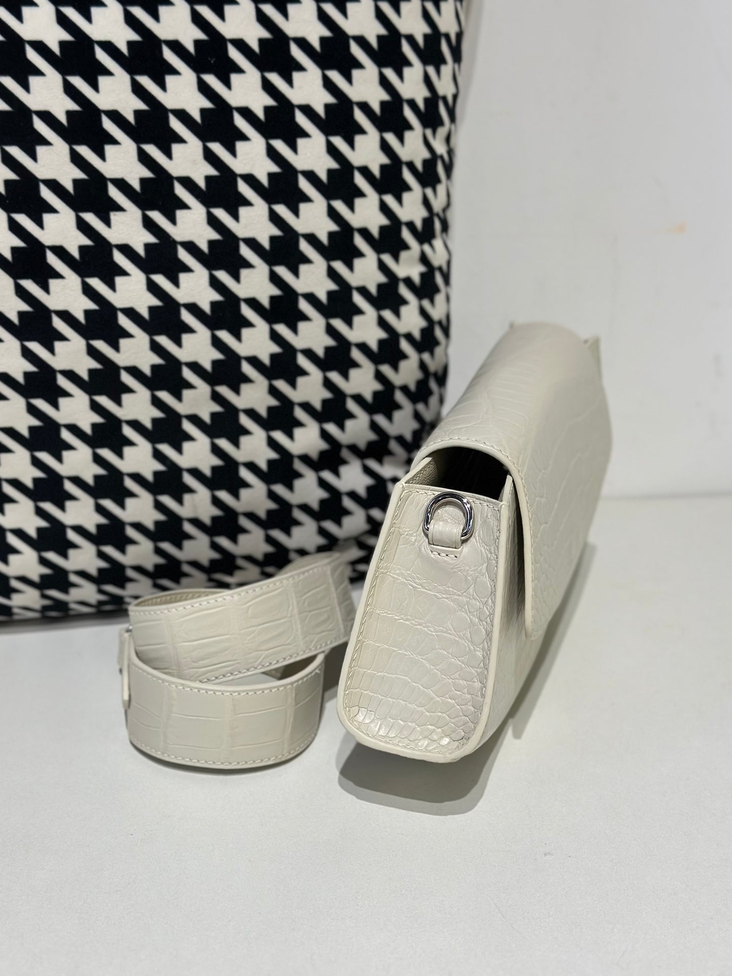 Crocodile Leather Shoulder Messenger Bags Ice White