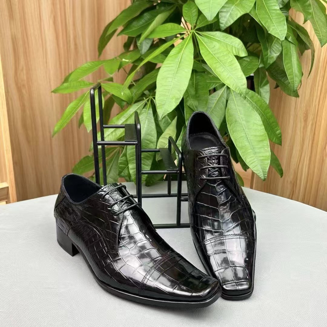 Crocodile Shoes, Men's Crocodile Leather Lace Up Shoes Black