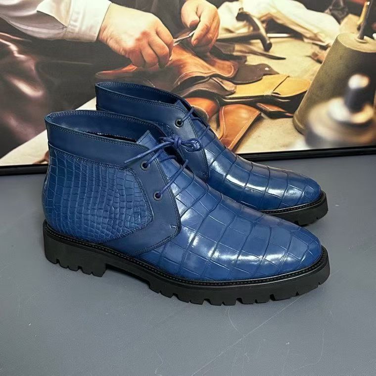 Crocodile Boots , Genuine Crocodile Leather Boots Blue