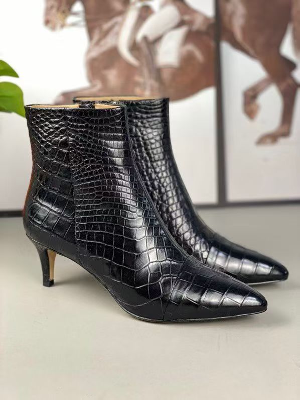 Crocodile Shoes , Genuine Crocodile Leather Womens Shoes Black