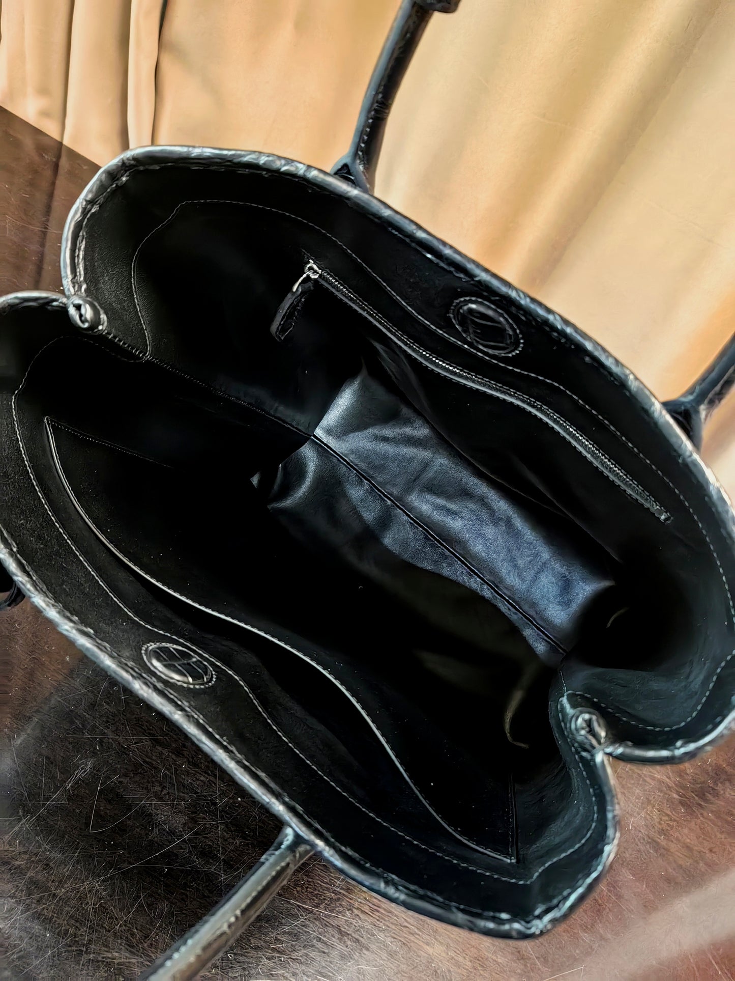 Unisex Large Crocodile Leather Laptop Business Briefcase Shopper Tote Bag Black