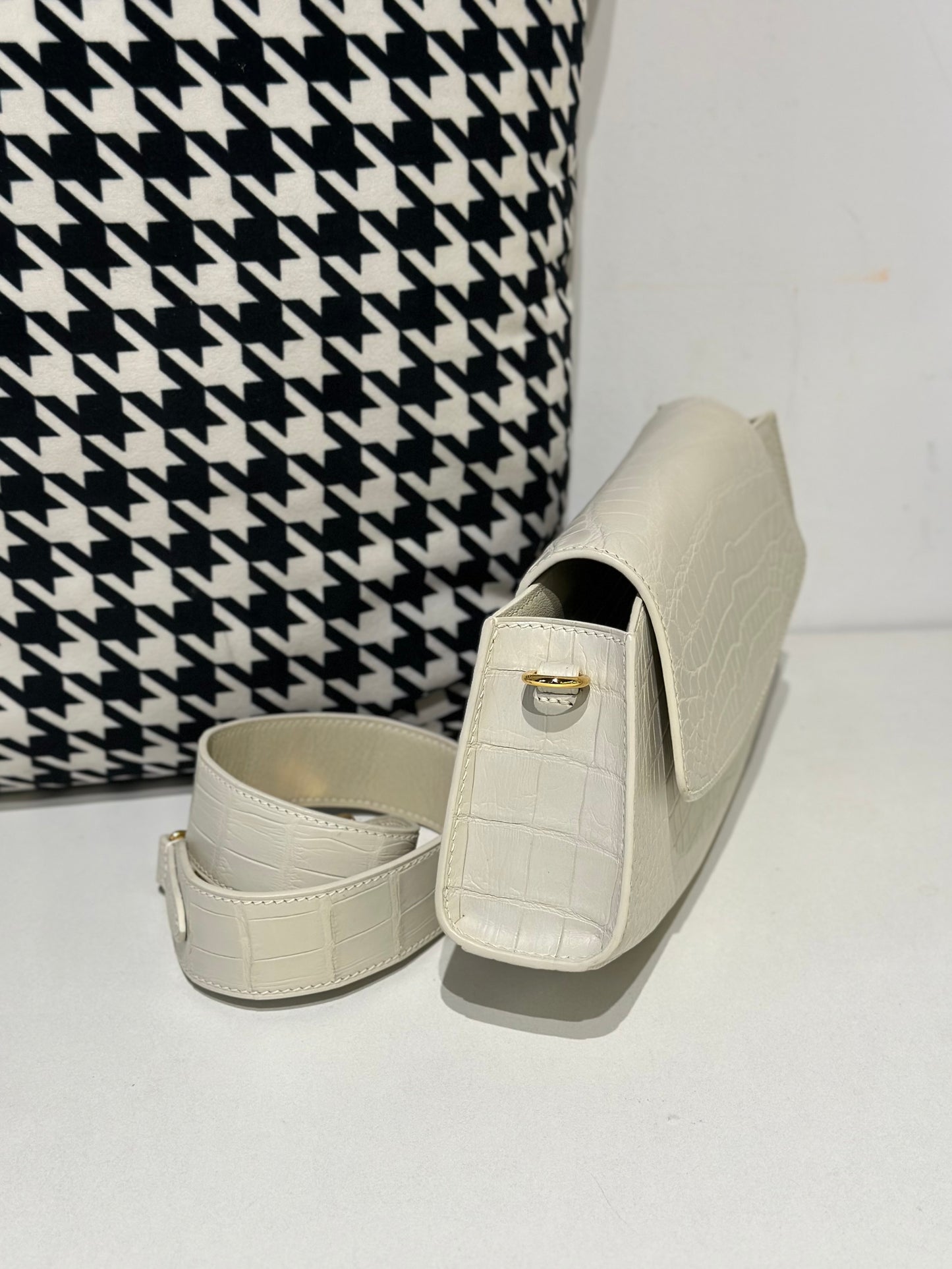 Crocodile Leather Shoulder Messenger Bags Ice White