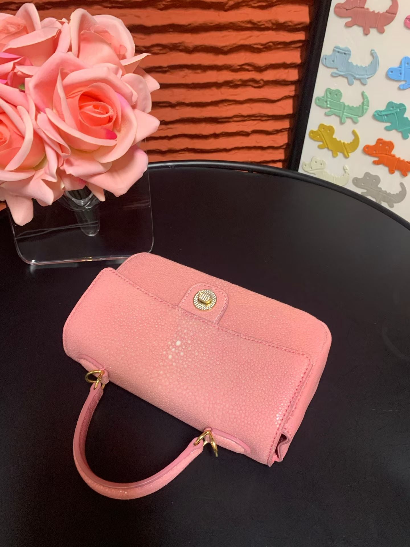 Women's Stingray Skin Leather Top Handle Bag