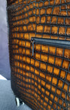 Retro  Brown Crocodile  Leather Trolley/Roll Aboard Suitcase Weekend/Travel Bag Trolley Case Universal Wheels 20-Inch