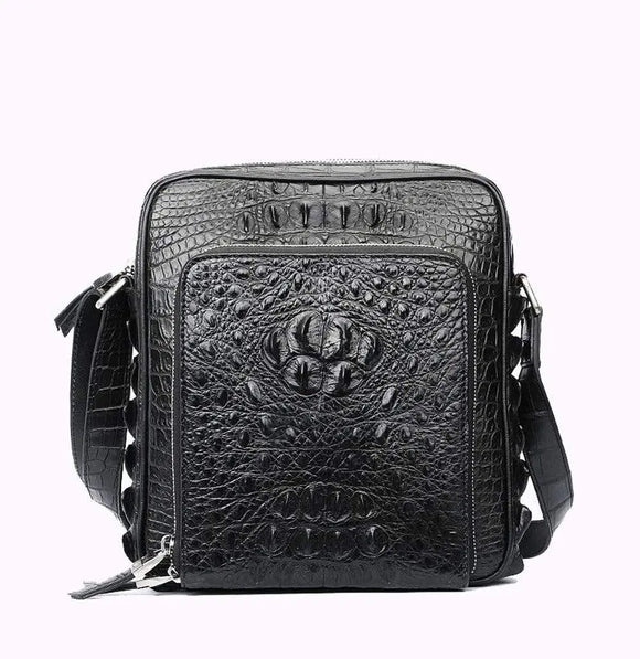 Rossie Viren Men's Crocodile Leather Single Shoulder Bag Cross Body Handbags
