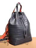 Semi -Shiny Crocodile Leather Large Backpack Knapsacks Grey