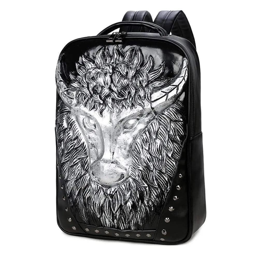 Studded 3D Cow Head Waterproof Backpack Unisex Computer Laptop Bags Large