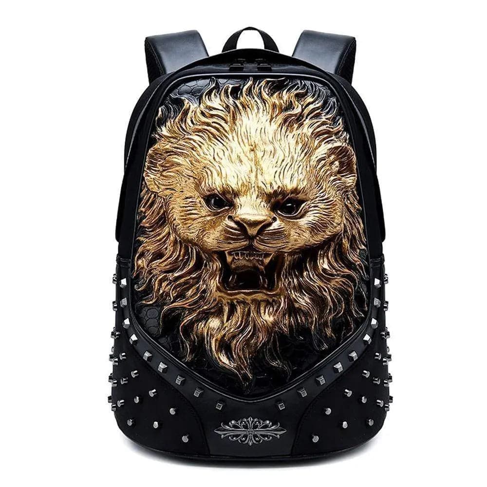 Studded Backpack 3D Unisex Happy Small Lion Modeling Fashion Pattern Trendy Backpacks