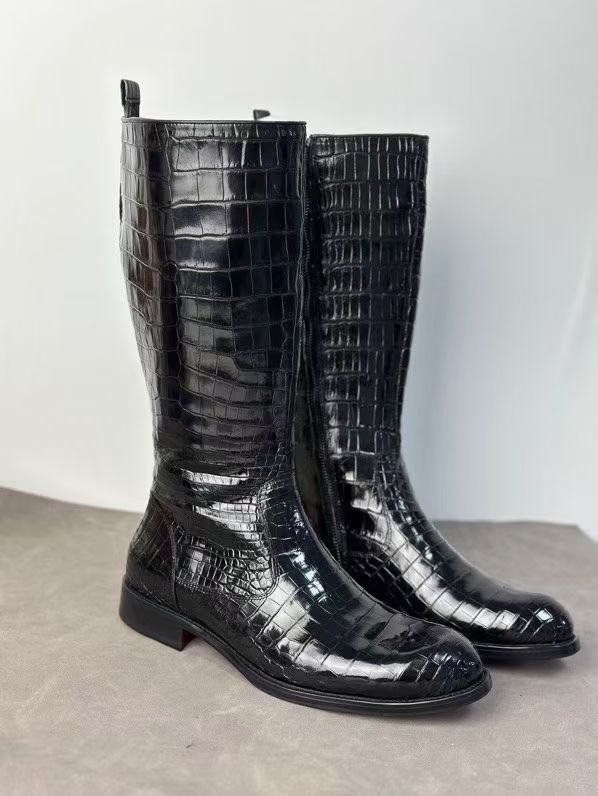 Men's Crocodile Leather Knee-High Boot